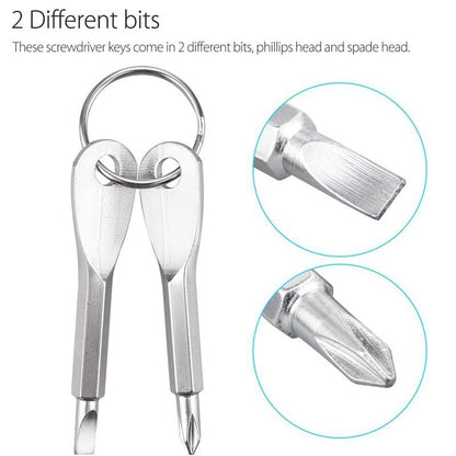 Hot Sale 2 Keys Stainless Keychain Pocket Tool Screwdriver Set EDC Outdoor Multifunction Fashion [<lun>]