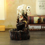 Exquisite New design Skull Backfolw Incense Burner Fashion Halloween Gift Retro Incense Holder Home Decoration Home Air Freshener for Yoga and Reading