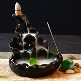 Retro Ceramic Incense Burner for Smoke Backflow Like Water Streaming Down Art Craft Incense Cones