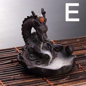 Retro Handmade Ceramic Backflow Incense Burner Home Decor Incense Holder Buddhist Crafts +60 Incense Cones