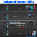 Gaming Headset PS4 Headset with 7.1 Surround Sound, Xbox One Headset w/ Noise Canceling Microphone &amp; LED Light, Compatible with PS4, Xbox One, Switch, PC, Mac, Laptop, Over Ear Headphones