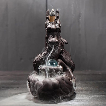 Incense Holder Dragon Backflow Incense , Chinese traditional  Handmade Ceramic Home Decor  handmade gifts Can help sleep +  20 Backflow incense cones [<lun>]