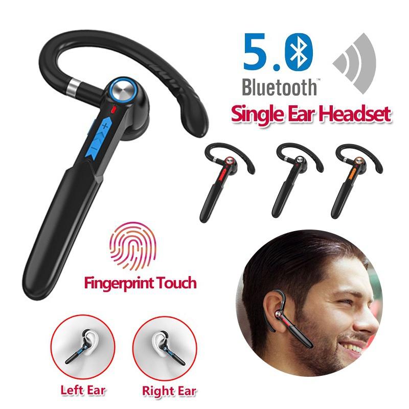 2021 New [CVC 8.0 Bluetooth 5.0]Business Wireless Headset with Microphone Single Ear-hook Bluetooth  5.0 Headset 50mAh 110mAh Button+Fingerprint Touch Control Earphone Noise Reduction Stereo Earpiece