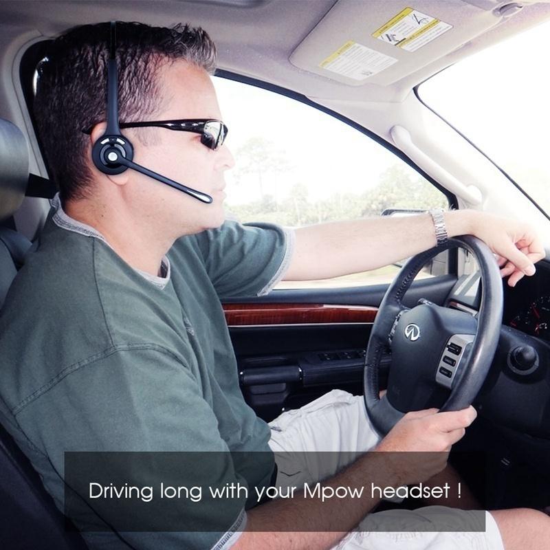 Upgraded Professional Bluetooth Headset Wireless Headphone Black Headband UP To 12 Hours Hands Free For Drivers (Color: Black)
