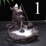 Retro Handmade Ceramic Backflow Incense Burner Home Decor Incense Holder Buddhist Crafts +60 Incense Cones