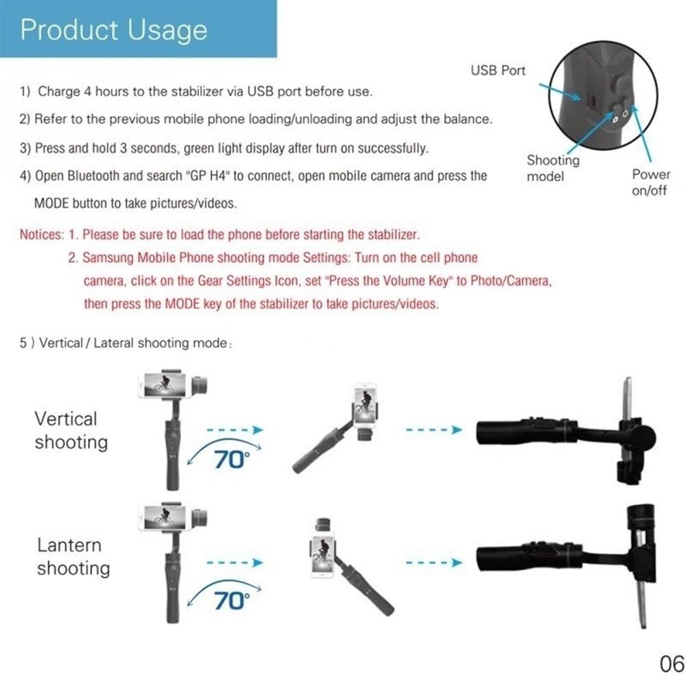 Pro Handheld Stabilizer,H4 3-Axis Handheld Gimbal Stabilizer ,Anti-shaking, Face Object Tracking Video Shooting for Smartphone