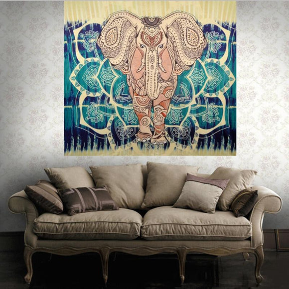 Hippie Elephant Bohemian Mandala Tapestry Wall Hanging Printed Home Decoration