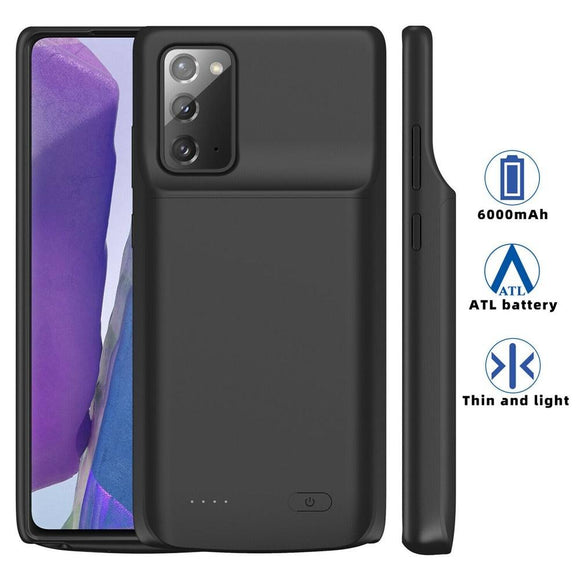 Battery Case for Galaxy Note 20 Plus 6000Mah Portable Charging Case for Samsung Galaxy Note 20+ Rechargeable External Battery Pack Extended Battery Protective Charger Case