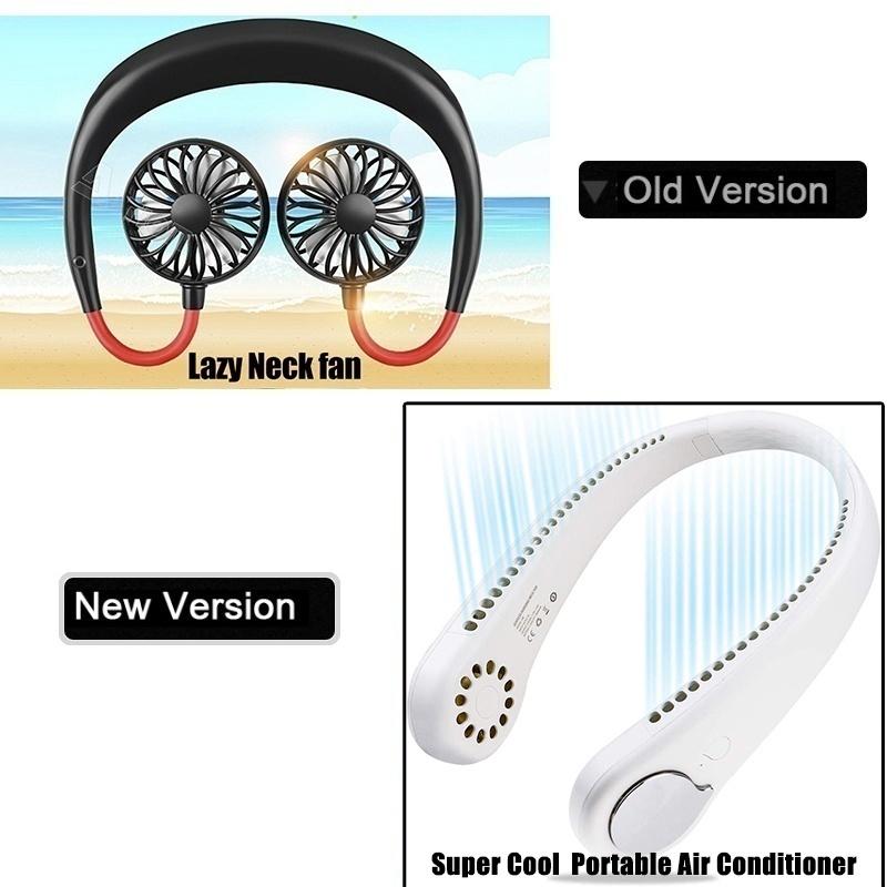 Summer Fashion Hanging Dual Cooling Neck Fan Mini USB Portable Rechargeable Quiet Ventilator For Traveling Outdoor Indoor