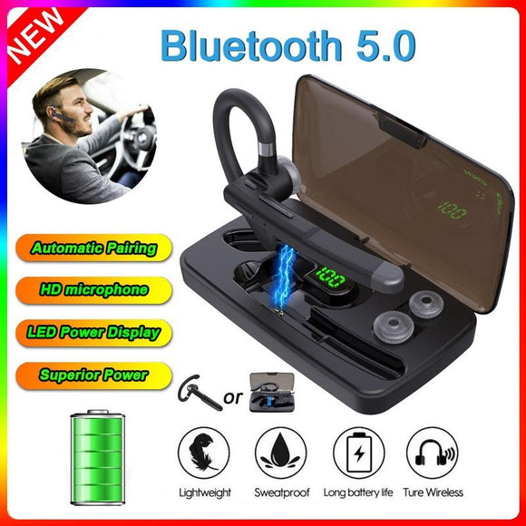 New Fashion Wireless Bluetooth5.0 Earphone, Waterproof Sport Earhook Headset, Noise Cancellation Stereo Bluetooth Headphone, Business Drive Handsfree Headset with Mic Voice Control for Smart Phone