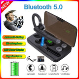 New Fashion Wireless Bluetooth5.0 Earphone, Waterproof Sport Earhook Headset, Noise Cancellation Stereo Bluetooth Headphone, Business Drive Handsfree Headset with Mic Voice Control for Smart Phone