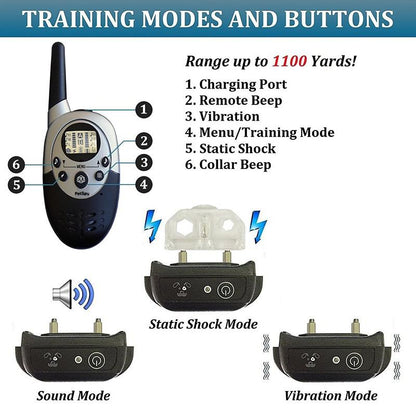 2021 New 1000 Yards Dog Training Collar with Remote, Rechargeable and Waterproof with 3 Dog Training Modes Static Shock/Vibration/Beep for Medium or Large Dog with White Backlight LCD Screen [<lun>]