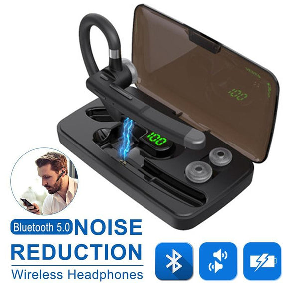 Bluetooth 5.0 Earphone Ear-hook Business Headphones Wireless Car Bluetooth Headset Stereo Handsfree with Mic for Driving [<lun>]