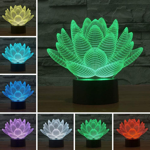 Creative 3D Lamp Acrylic Optical Illusion Visual Led Night Light 7 Colors for Home Decor