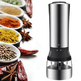 2 IN 1 Electric Gravity Pepper Grinder &amp; Salt Mill with Adjustable Coarseness,  Battery Powered Automatic Pepper Mill Grinder,One Hand Opetated,Brushed Stainless Steel Pepper Shaker with Ceramic Blades