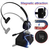 Bluetooth Headset, Wireless Headphone with mic,Noise Cancelling Trucker Bluetooth Headset,Handsfree Headset with Charging Dock for Call Center,Home,Smartphones,PC