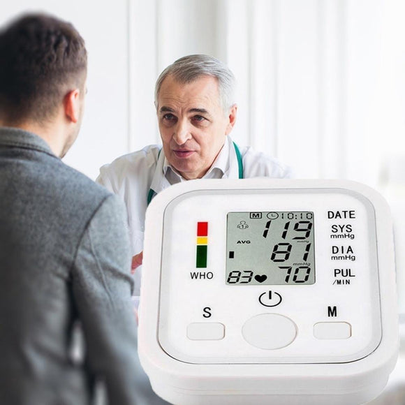Home Health Care Digital Lcd Upper Arm Blood Pressure Monitor Heart Beat Meter Machine Tonometer for Measuring Blood Pressure Automatic Sphygmomanometer
