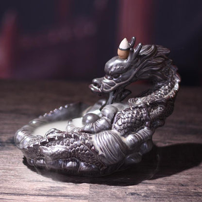 2020 With 60 Incense Cones Buddhist Porcelain Dragon Incense Holder Smoke Backflow Fragrance Retro Art