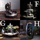 Retro Handmade Ceramic Backflow Incense Burner Home Decor Incense Holder Buddhist Crafts +60 Incense Cones