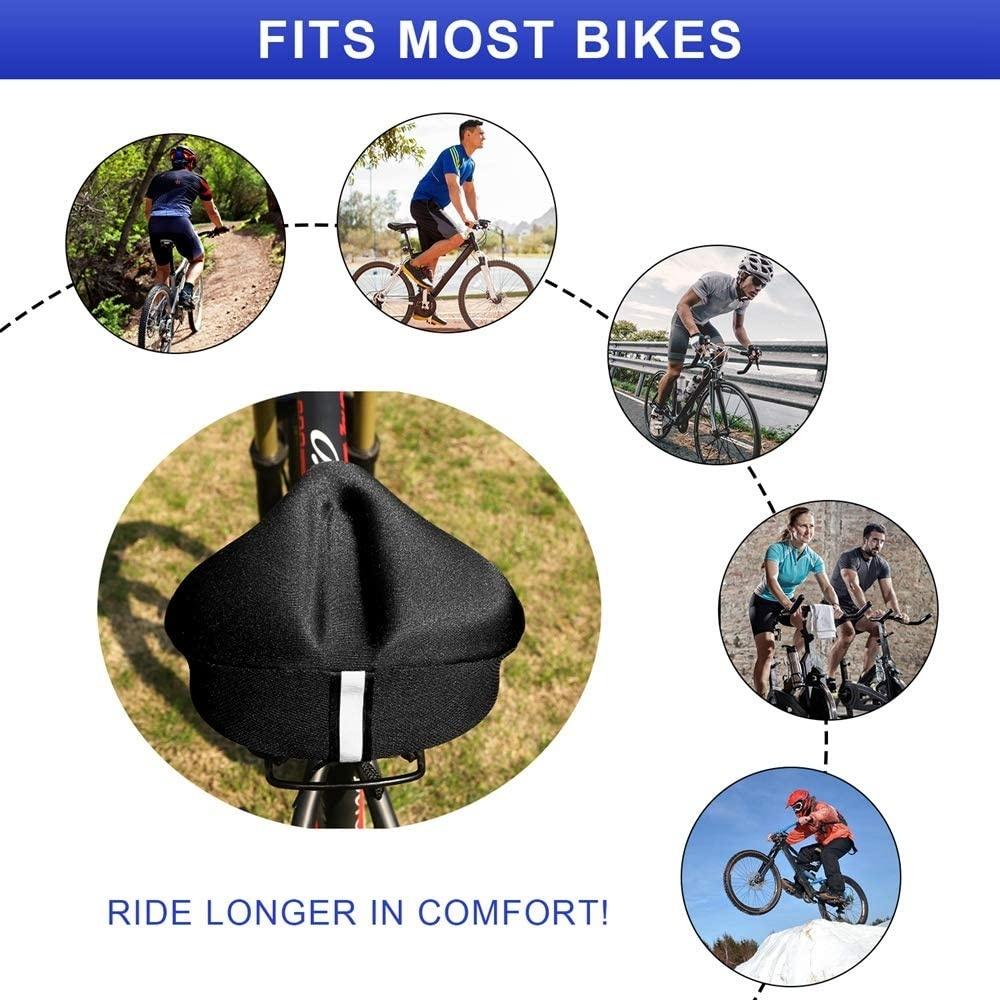 Exercise Bike Seat Cover - Large Wide Foam &amp; Gel Padded Bicycle Saddle Cushion for Women Men Everyone, Bicycle Seat Cover for Exercise Bike Spin Bike Cruiser Bike Indoor Cycling