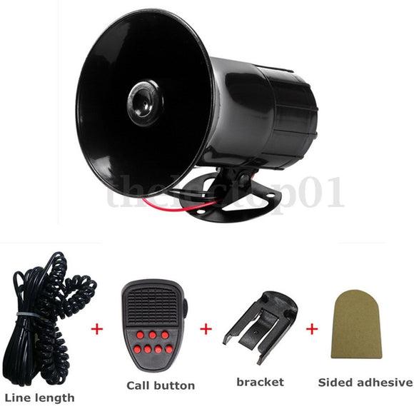 12V 50W Loud 7 Sounds Tone Horn Siren Speaker Alarm for Car Motor Van Truck (Color: Black)