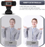Full HD Webcam 1080P, Streaming Camera, Widescreen Video Calling and Recording with Microphone, USB Wide Angle Skype Camera with Facial-Enhancement Technology, Desktop, Laptop