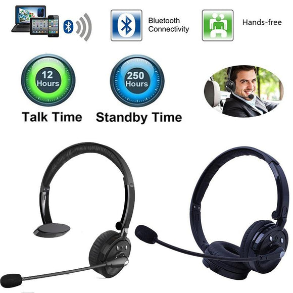 New Bluetooth Trucker Headphones with Mic,Wireless Bluetooth Headset Noise Cancelling Headphones with Boom Microphone On Ear Phone Headset for Office Phone Call Center Customer Service PC Cell Phones
