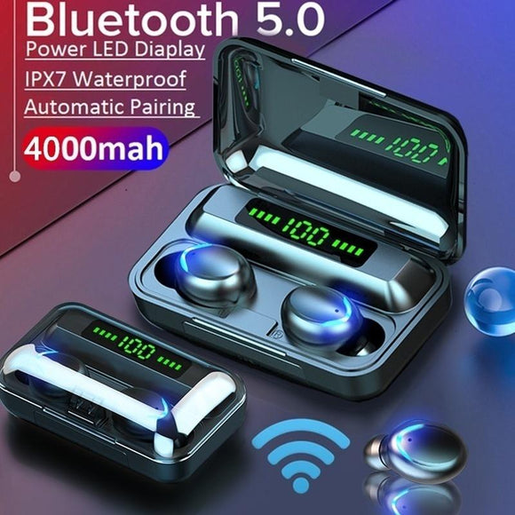 2021 9D HiFi Bluetooth 5.0 CVC8.0 Noise Reduction Stereo Wireless TWS Bluetooth Headset LED Display Headset Waterproof Dual Headphones with Power Bank Chagring case