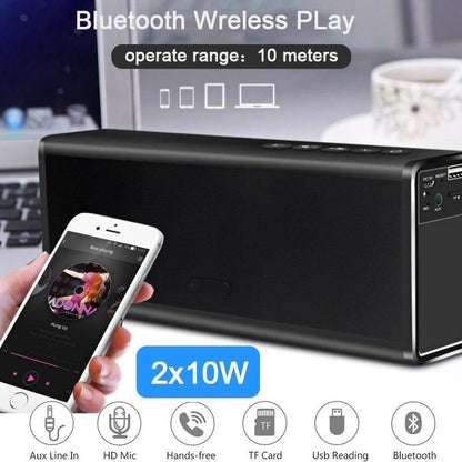 Haynie Professional Metal 4000mAh Dual 10W Super Bass Wireless Bluetooth 4.0 Stereo HIFI Speaker Power Bank Handfree TF AUX Wireless Bluetooth Speaker Dual Stereo Super Bass Speaker Portable Handfree Subwoofer Support Handfree TF AUX