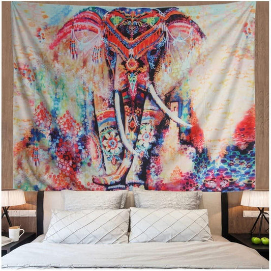 Hippie Elephant Bohemian Mandala Tapestry Wall Hanging Printed Home Decoration