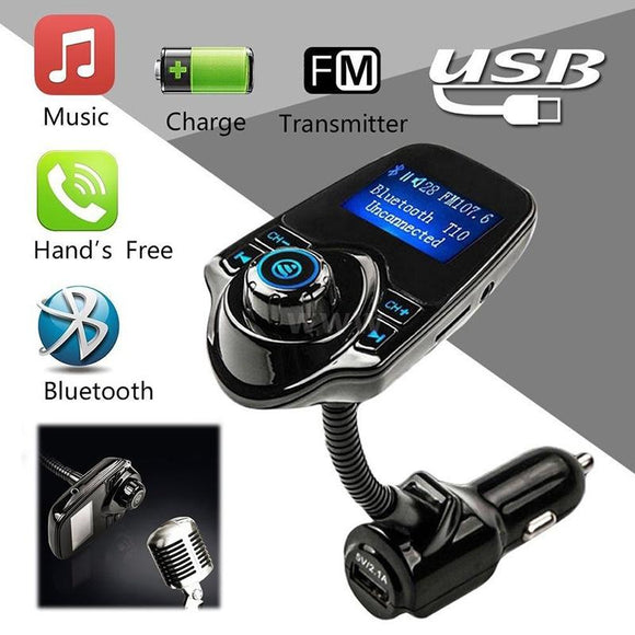Bluetooth FM Transmitter Car Mp3 Player with Car Charger 3.1A LED Mini 2 USB Car Charger for Smartphone Pad [<lun>]