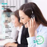 Bluetooth Headset with Mic Charging Dock,On-Ear Office Wireless Headset with Noise Cancelling Microphone for Call Center,Mobile Phones, Laptop,Skype,VoIP