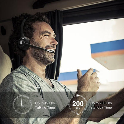 Trucker Bluetooth Headset With Mic, Handsfree Over The Head Earpiece, On Ear Bluetooth Headphones For Cell Phone, Call Center, Truck Driver (Color: Bl