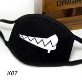 Unisex Dust-Proof Cotton Face Masks Windproof Black Mask Cartoon Printed Half Face Mouth Muffle