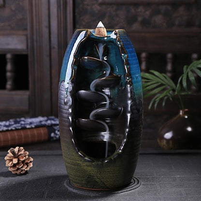 Exquisite Retro Handmade Ceramic Backflow Incense Burner Home Decor Incense Holder Buddhist Crafts +20 Incense Cones