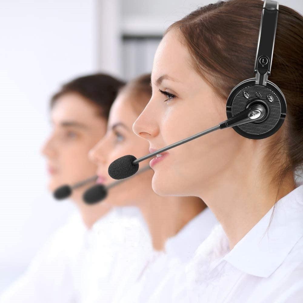 Bluetooth Headphones with Microphone, YAMAY Bluetooth Headset Wireless Headphones on Ear with Noise Cancelling Boom Mic Mute Key Clear Sound, Foldable Headset for Cell Phones PC Tablet Home Office
