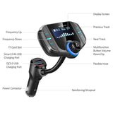 New Version Bluetooth FM Transmitter for Car Wireless Aux Adaptor Receiver Hands Free Car Kit 2.4A Fast Charger with 1.7Inch Larger Display SD Reader, AUX In/Out for All 12-24V Cars [&lt;lun&gt;]