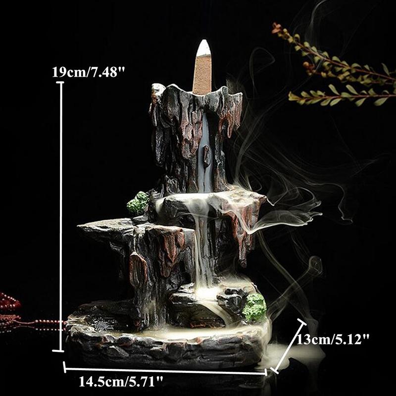 Ceramic Sculpture  Backflow Waterfall Smoke Incense Burner Censer Holder [<lun>]