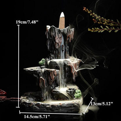 Ceramic Sculpture  Backflow Waterfall Smoke Incense Burner Censer Holder [<lun>]