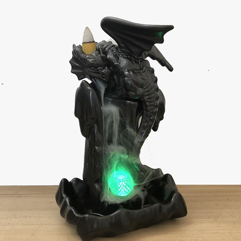 2021 Ceramic Incense Burner for Smoke Backflow Like Water Streaming Down Art Craft Incense Cone Furnace Home Decor w/ 20 Incense Cones