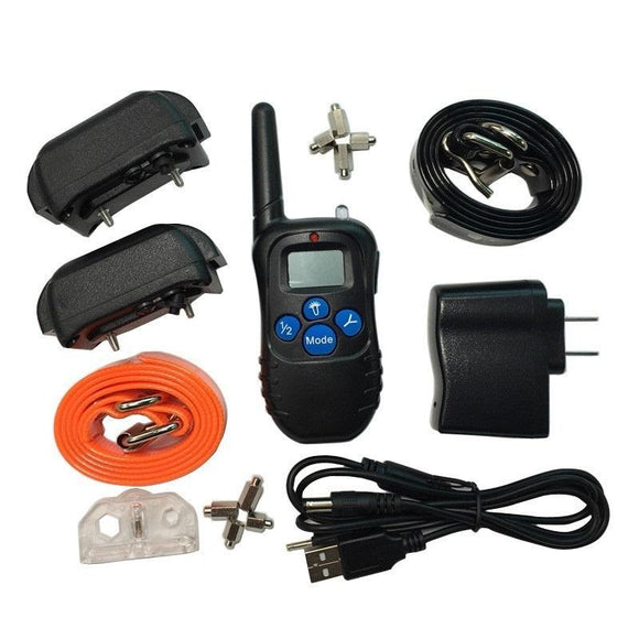Remote Dog Training Shock Collar Electronic Rechargeable Waterproof 300m Remote Control For Two Dogs Training Collar [<lun>]