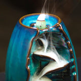 Retro Ceramic Incense Burner for Smoke Backflow Like Water Streaming Down Art Craft Incense Cones