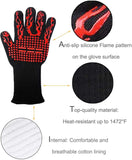 BBQ Grill Gloves, 1472°F Extreme Heat Resistant Oven Mitts, Silicone Non-Slip Kitchen Cooking Gloves for Barbecue, Cooking, Baking, Grilling,(Color: red)