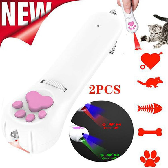 New Foot Print/Fishbone/Mouse/Heart/Bone Pattern Interactive Cat Chaser Toys LED Light Exercise Tool for Kitten to Keep Busy [<lun>]