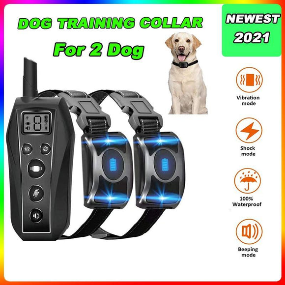 New Dog Training Collars, Dog Shock Collar, 2000 ft Remote Control with 3 Correction Training Modes, Shock, Vibration, Beep, Rechargeable Waterproof E-Collar for Dogs Small, Medium, Large