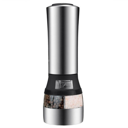 2 IN 1 Electric Gravity Pepper Grinder &amp; Salt Mill with Adjustable Coarseness,  Battery Powered Automatic Pepper Mill Grinder,One Hand Opetated,Brushed Stainless Steel Pepper Shaker with Ceramic Blades