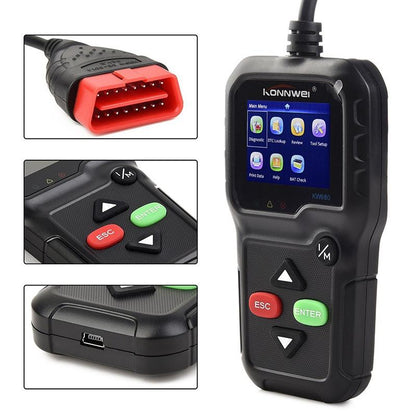 EOBD Functions Car Scan Tool Vehicle Engine Fault Scanners With Extra BAT Check, O2 Sensor, On-board Monitoring Test [<lun>]
