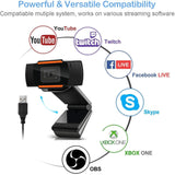 Full HD Webcam 1080P, Streaming Camera, Widescreen Video Calling and Recording with Microphone, USB Wide Angle Skype Camera with Facial-Enhancement Technology, Desktop, Laptop