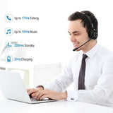 Bluetooth Headset, Trucker Bluetooth Headset, V5.0 Handsfree Wireless Phone Headset with Charging Station, Noice Cancelling, Bluetooth Headset with Microphone, Suitable for Call Center Office Phone