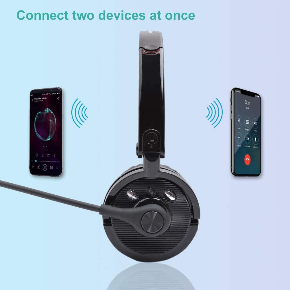 New Bluetooth Headphones with Mic,Wireless Bluetooth Headset Noise Cancelling Headphones with Boom Microphone On Ear Phone Headset for Office Phone Call Center Customer Service PC Cell Phones [<lun>]
